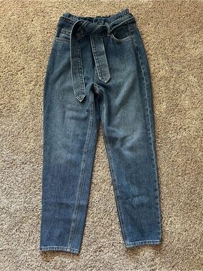 Joe's Jeans High-Rise Paperbag Belted Jeans - Blue Wash